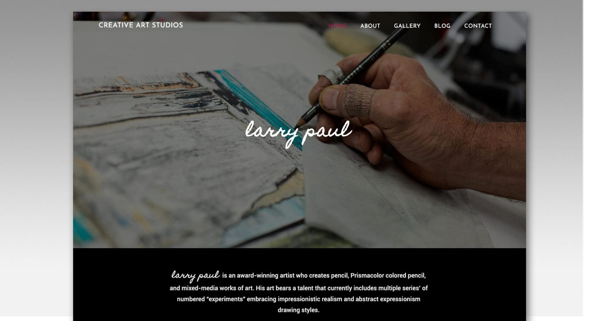 Creative Art Studios dark minimal artist portfolio website